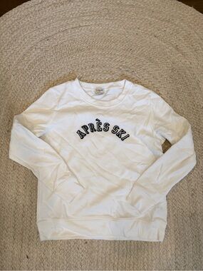 J. Crew White "Après Ski" Crewneck Sweatshirt